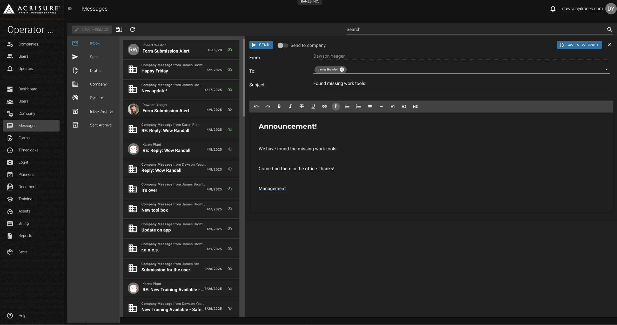 New Message Creation